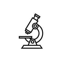 Simple outline icon of a laboratory microscope on a white background ideal for science and research concepts