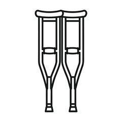 Simple line art illustration of two medical crutches standing together symbolizing support and recovery