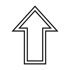 Simple black and white outline of an upward pointing arrow with a double line border on a white background