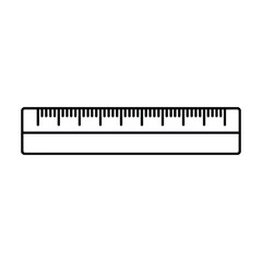 Simple black and white line drawing of a ruler with clear measurement markings on a white background
