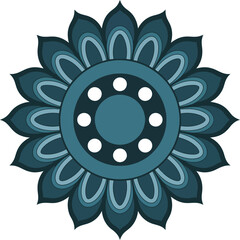 Intricate blue floral mandala design with symmetric patterns
