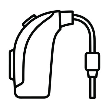 black hearing aid device outline clip art preview