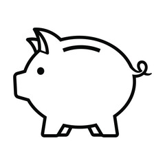 Simple outline drawing of a classic piggy bank icon representing savings and financial security