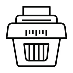 Simple line art illustration of a pet carrier or transport cage for small animals like cats and dogs