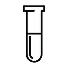 Simple outline icon of a laboratory test tube filled with liquid representing science research and medical testing