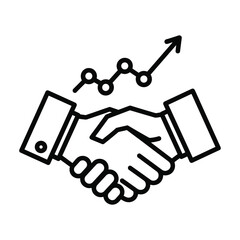Business partnership agreement and growth chart icon symbolizing successful collaboration and financial success