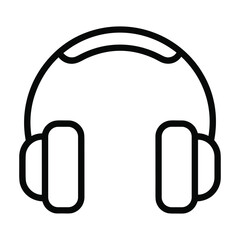Simple outline illustration of modern over ear headphones with a curved headband and earcups for listening to music