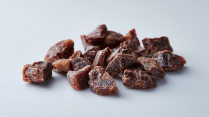 Obraz premium Dried figs on white table surface in close-up studio lighting