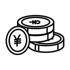 Hand drawn illustration of stacked japanese yen coins symbolizing financial growth and economic investment opportunities