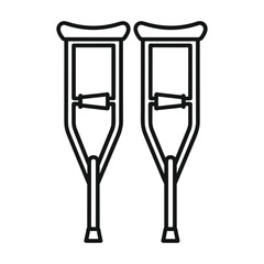 Simple outline illustration of two medical crutches facing forward on a white background