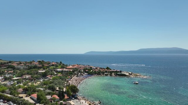 aerial drone view of Sığacık Izmir Turkey