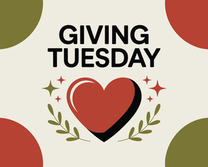 Giving Tuesday Design with Heart and Olive Branch Symbol