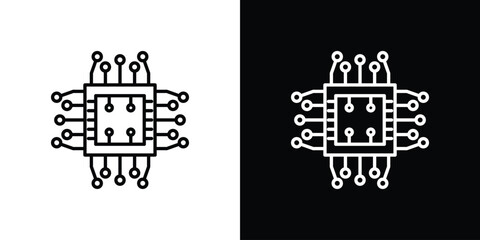 Obraz premium Computer microchip icon outline. Vector isolated pictogram for web