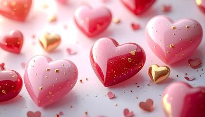 Red hearts background symbolizing sweet love and romance for Valentine's Day celebration