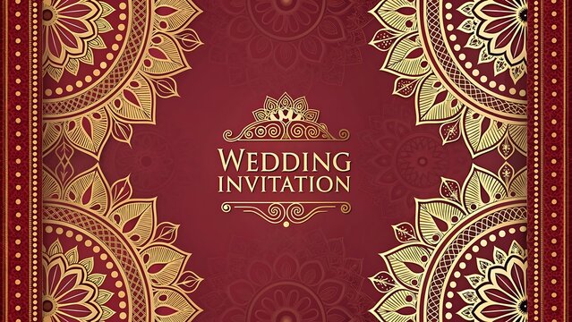Elegant indian wedding invitation with intricate gold mandala designs - Powered by Adobe