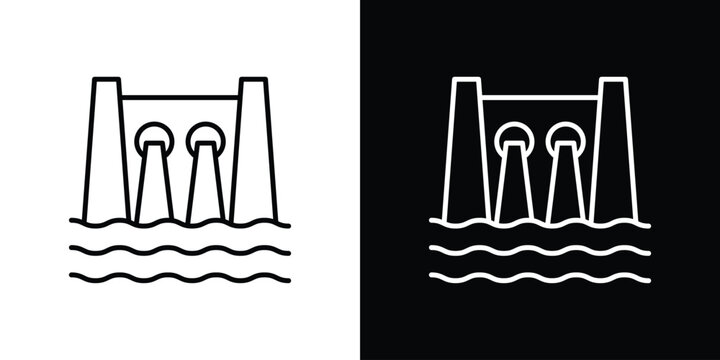 Dam icon outline. Vector isolated pictogram for web