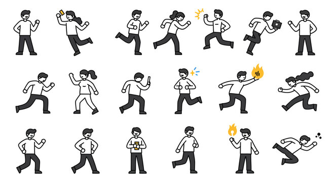 running people diverse characters in motion conveying urgency and dynamism for presentations reports and illustrating concepts of action and teamwork