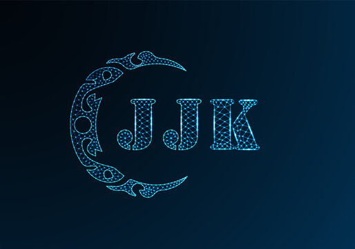 Low poly letter logo JJK design. JJK letter logo low poly vector design on blue color gradient background. JJK logo low poly design