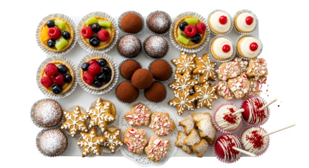 Assorted Holiday Dessert Platter, isolated on transparent background