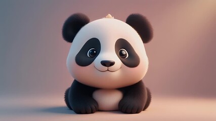 An adorable and charming baby panda with a heartwarming smile, presented in a delightful and playful cartoon style, perfect for evoking feelings of joy and cuteness