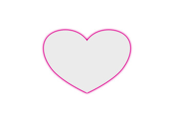 Centered light gray heart with bright pink outline on white background, symbolizing love and affection in a clean, minimal, and symmetrical graphic design
