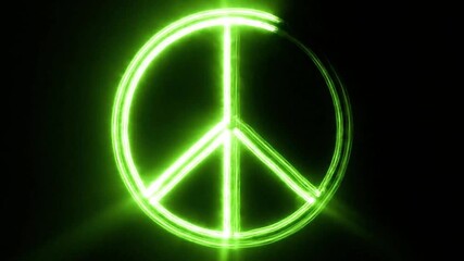 A peace symbol being drawn with glowing light trails.