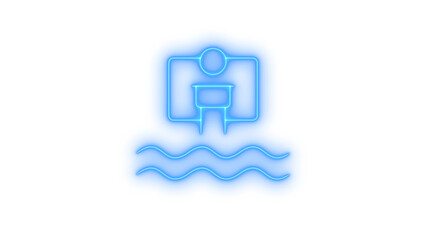 Obraz premium Neon dam or waterworks icon on transparent background. hydroelectric plant, fluid flow indicator, and energy infrastructure