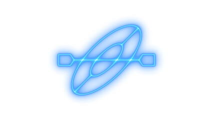 Neon global data network icon on transparent background. connectivity symbol, digital world, and futuristic technology