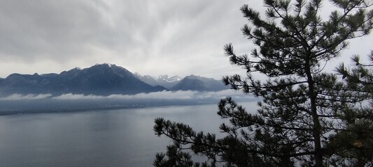 mountain lake in the morning