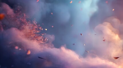 Dreamlike Whimsical Scene of Enveloping Soft Clouds and Colors