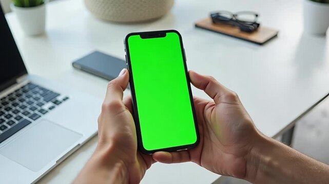Dynamic mobile app demo with vibrant green screen for easy editing, perfect for showcasing innovative tech solutions and engaging user interfaces in marketing campaigns and product presentations