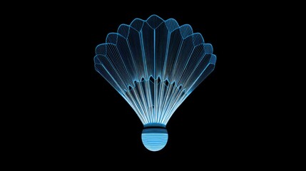 Abstract Art of Shuttlecock Design in Vibrant Blue Lines
