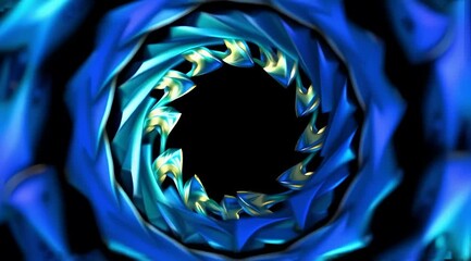 An abstract neon background featuring a fractal geometric spiral, - Powered by Adobe