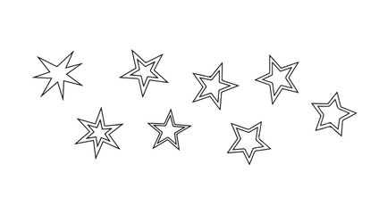 Obraz premium Collection of hand drawn star shapes in a sketchy silhouette style