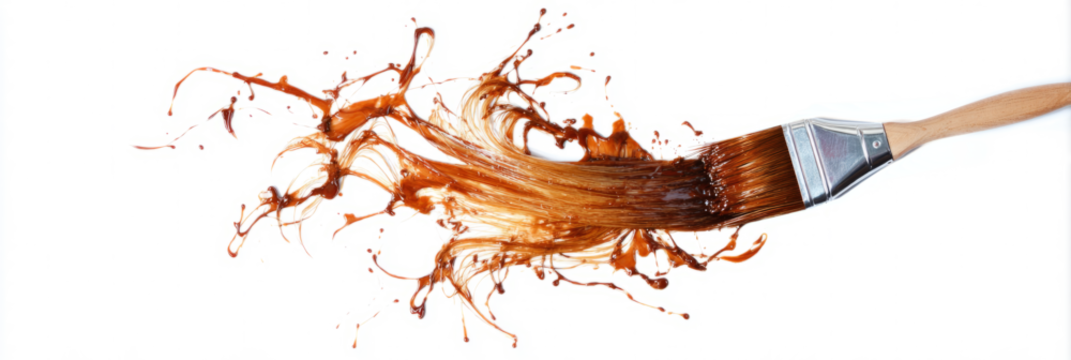 Paint spatter around brush is minimal on white