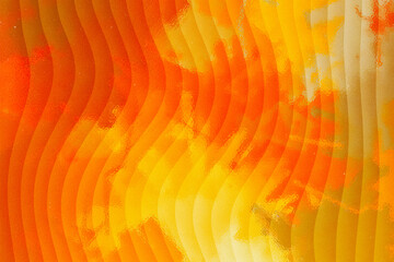 Abstract orange and yellow watercolor background with wavy lines pattern