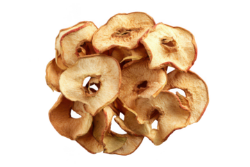 Pile of dried apple rings isolated on transparent background