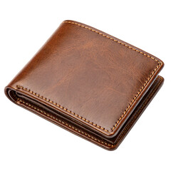 brown leather wallet isolated on transparent background