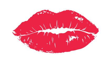 A vibrant red lipstick kiss mark on a, perfect for adding a touch of romance and passion to your designs, isolated on