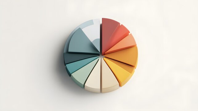 Modernes 3D-Kreisdiagramm mit farbigen Segmenten
