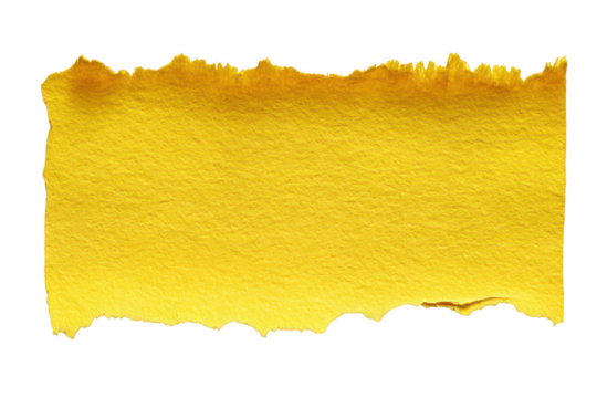 Yellow torn paper piece isolated on transparent background