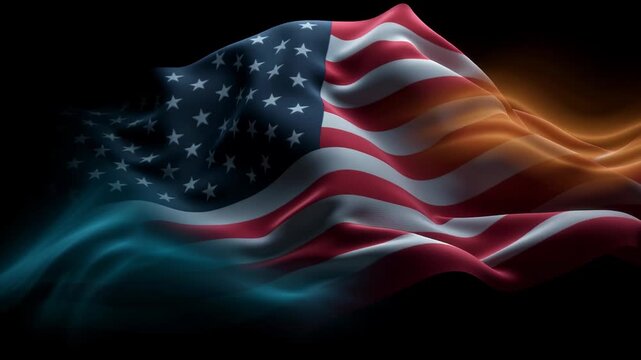 Waving American flag in soft light showcases national pride and vibrant colors