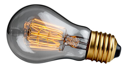 Stunning vintage Edison light bulb glowing with warm light, perfect for modern design, innovation, and creative concepts isolated on transparent background