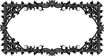 Elegant ornate black decorative frame for elegant invitations, certificates, and vintage document designs offering timeless sophistication and classic beauty.