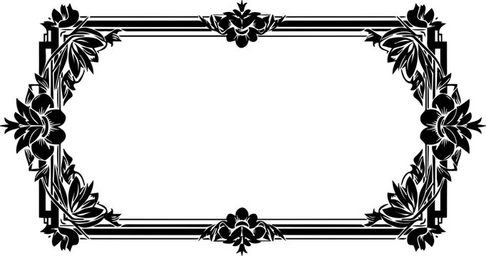 Elegant decorative frame with intricate floral motifs and classic art deco styling for sophisticated design projects and invitations