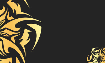 Golden vintage floral ornament design with intricate baroque details on black background, ideal for luxury invitations and premium decor themes