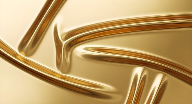 Abstract flowing gold metallic curves and lines with soft light reflections - Powered by Adobe