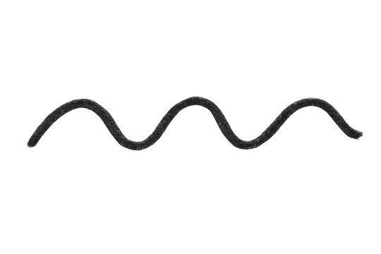 Wavy black rope creating a squiggle line with texture on a transparent background, isolated design element