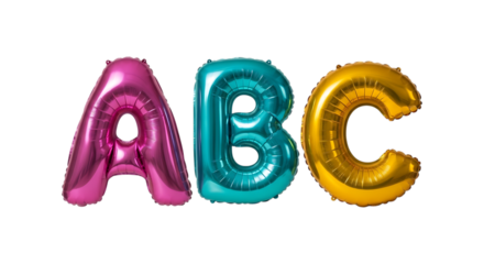 Shiny abc letter balloons isolated on transparent background