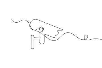 Cctv camera single line art minimalist outline security device illustration
